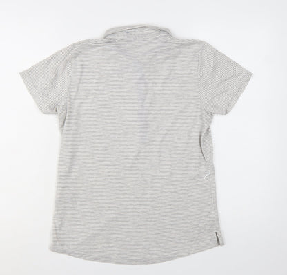 Rohan Womens Grey Striped Polo Shirt Size 10 Lightweight Travel Top