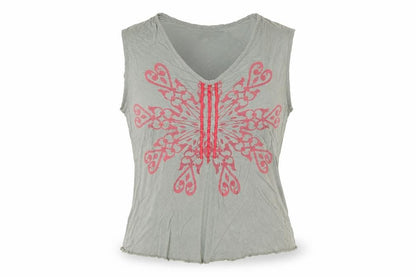 Falmer Womens Grey Floral Viscose Stretch Sleeveless Tank Top Size 10