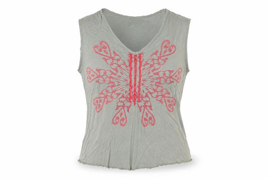 Falmer Womens Grey Floral Viscose Stretch Sleeveless Tank Top Size 10