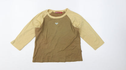 Roxy Womens Beige Raglan 3/4 Sleeve Cotton T-Shirt S