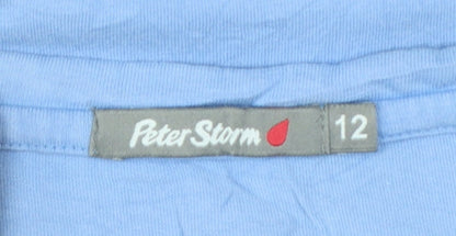 Peter Storm Women's Blue Nautical Embroidered Cotton T-Shirt Size 12