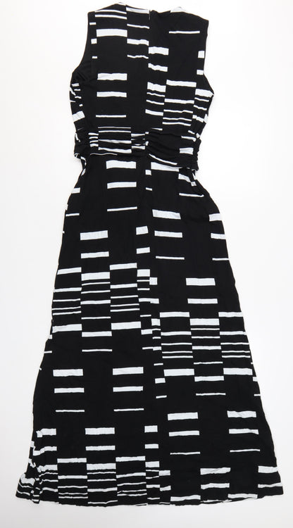 Phase Eight Women's Black White Midi Wrap Dress Size 12