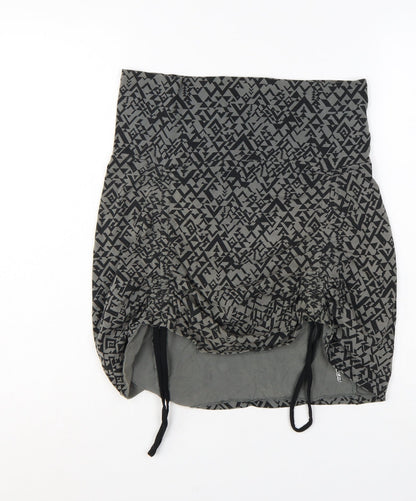 Alpine Pro Women's Grey Geometric Bubble Hem Short Skirt Size S