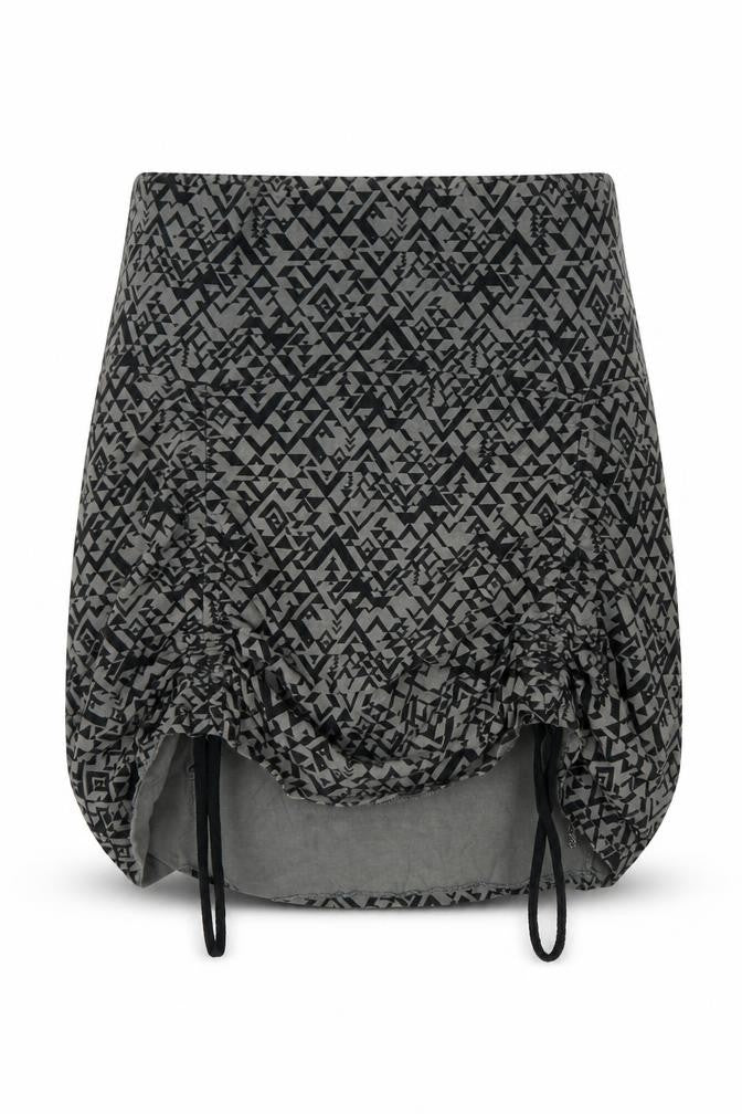 Alpine Pro Women's Grey Geometric Bubble Hem Short Skirt Size S