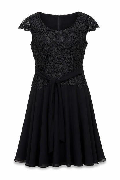 Jacques Vert Women's Black Lace A-Line Knee Length Dress Size 12