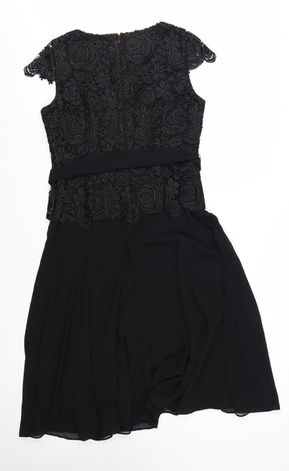 Jacques Vert Women's Black Lace A-Line Knee Length Dress Size 12