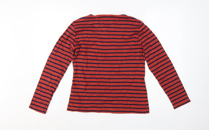 Armor Lux Women Red Striped Long Sleeve Cotton Nautical Top S