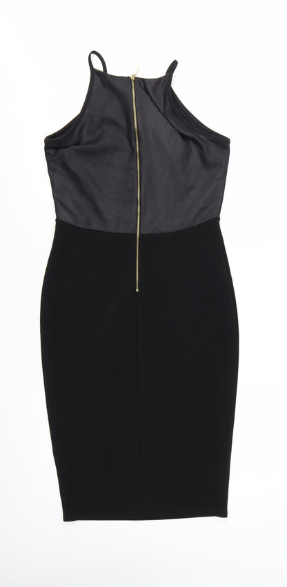 River Island Women's Black Halter Bodycon Dress Size 14