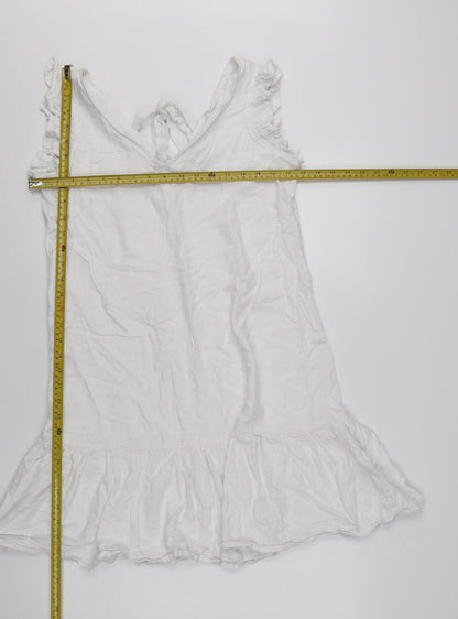 Next Women White Linen Blend Ruffle Sleeveless Shift Dress Size 10