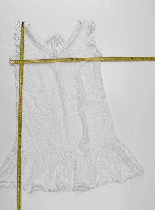 Next Women White Linen Blend Ruffle Sleeveless Shift Dress Size 10