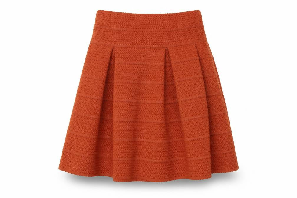 H&M Women Brown A-Line Pleated Knit Skirt Size 12