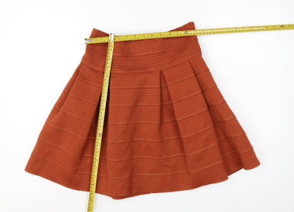 H&M Women Brown A-Line Pleated Knit Skirt Size 12