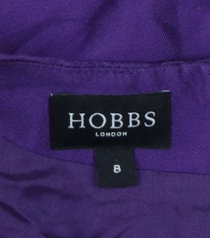 Hobbs Women Purple Size 8 Sheath Silk Wool Knee Length Dress