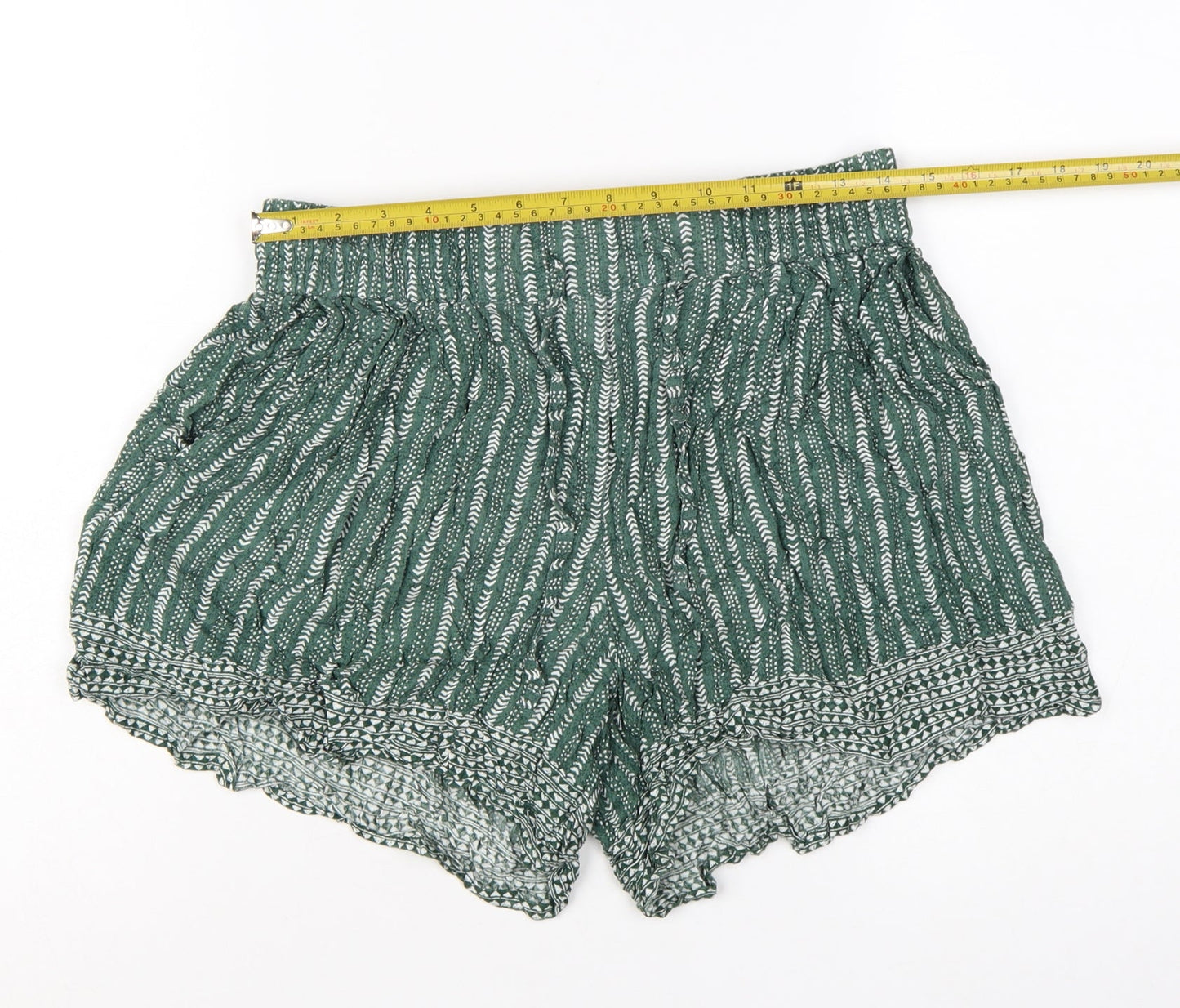 Fat Face Women Green Culotte Shorts Size 12 Bohemian Relaxed Fit