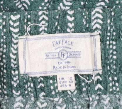 Fat Face Women Green Culotte Shorts Size 12 Bohemian Relaxed Fit