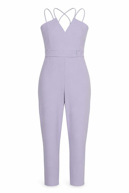 Girls On Film Women's Purple Strappy Slim Fit Jumpsuit Size 10
