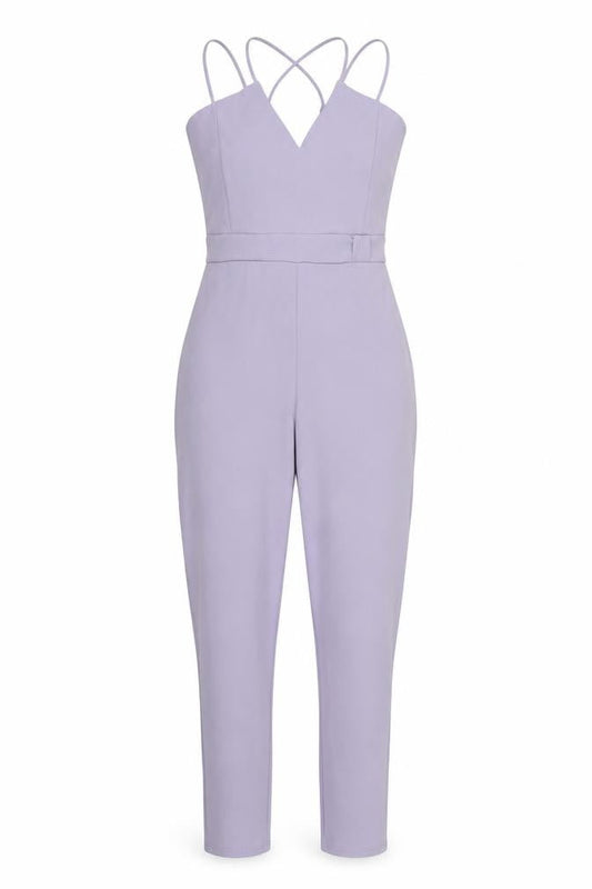 Girls On Film Women's Purple Strappy Slim Fit Jumpsuit Size 10