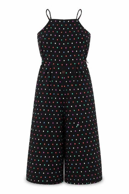 Oasis Women’s Black Polka Dot Wide-Leg Sleeveless Jumpsuit Size 10