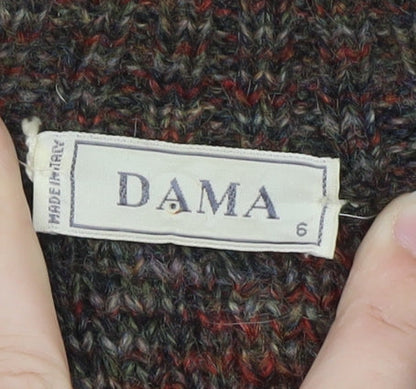 Dama Men's Brown Wool Argyle Cardigan Jumper Size M Vintage Italian Knit