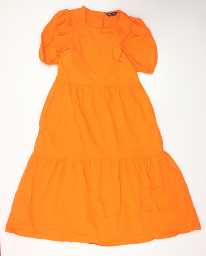 Marks and Spencer Women’s Orange Cotton A-Line Midi Dress Size 8