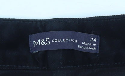 Marks and Spencer Women's Black Velvet Button Front Mini Skirt Size 24