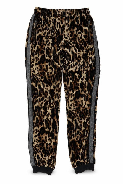 NÜ Denmark Women's Brown Animal Print Velour Jogger Trousers Size S