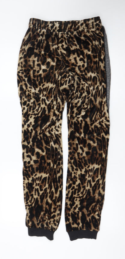 NÜ Denmark Women's Brown Animal Print Velour Jogger Trousers Size S
