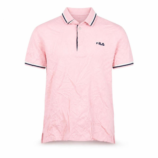 Front view of Fila Men's Pink Short Sleeve Cotton Polo Shirt, size M
