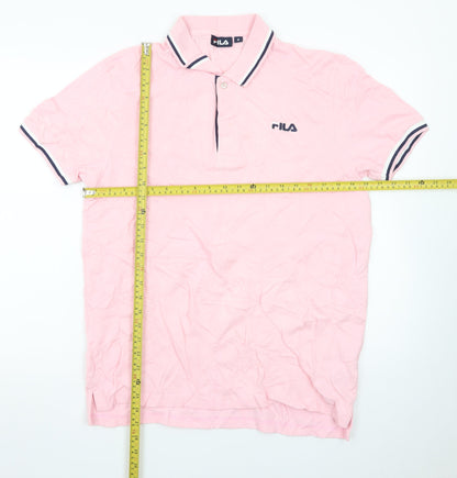 FILA Men's Pink Short Sleeve Cotton Polo Shirt Size M