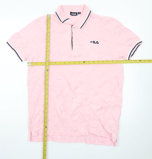 FILA Men's Pink Short Sleeve Cotton Polo Shirt Size M