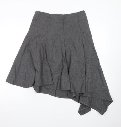 Topshop Women's Grey Asymmetric Midi Skirt Size 10