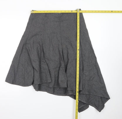 Topshop Women's Grey Asymmetric Midi Skirt Size 10