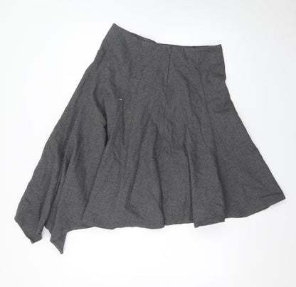 Topshop Women's Grey Asymmetric Midi Skirt Size 10