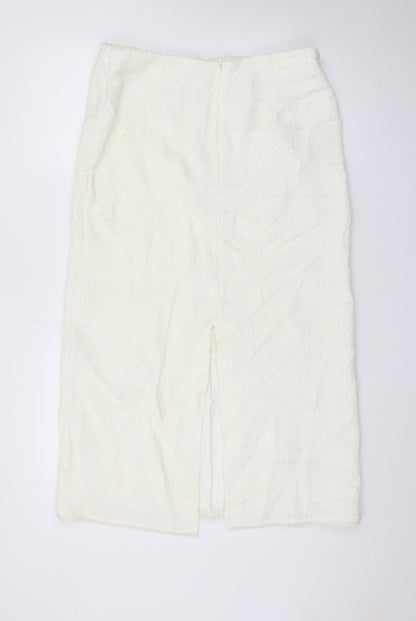 Marks and Spencer Women’s White Tweed High Rise Midi Skirt Size 14