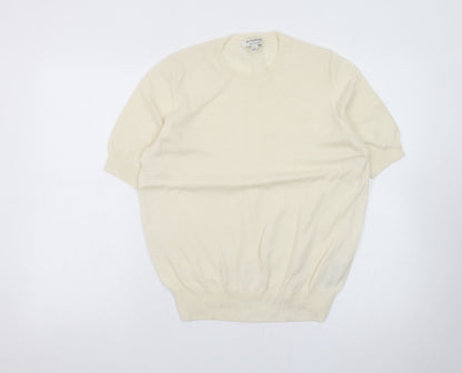 Marks and Spencer Women Ivory Cashmere Blend Short Sleeve Jumper L
