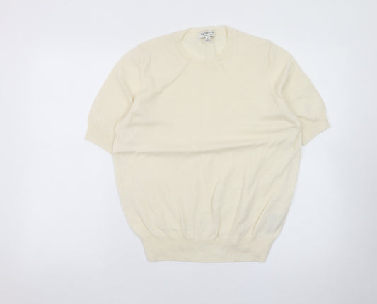 Marks and Spencer Women Ivory Cashmere Blend Short Sleeve Jumper L