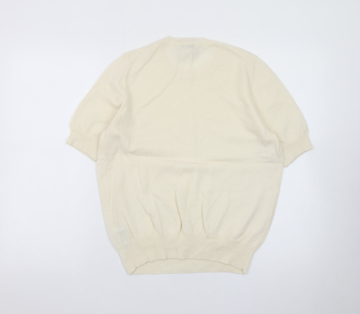 Marks and Spencer Women Ivory Cashmere Blend Short Sleeve Jumper L