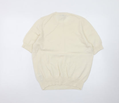 Marks and Spencer Women Ivory Cashmere Blend Short Sleeve Jumper L