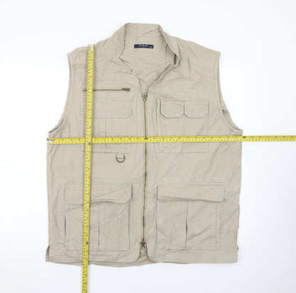 CU & Co. Men's Beige Cotton Safari Waistcoat Vest L