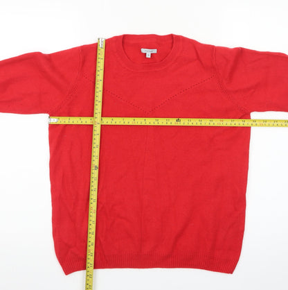 Jigsaw Women's Red Wool Crew Neck Jumper Size M