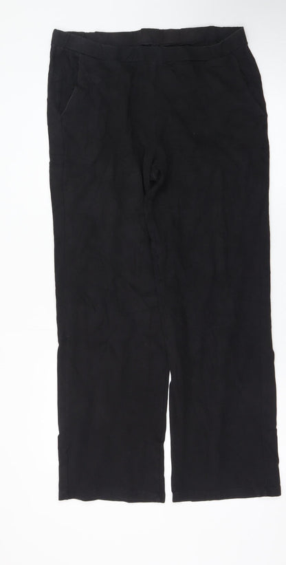 Saint + Sofia Black Linen Women's Trousers UK 16 Straight Leg