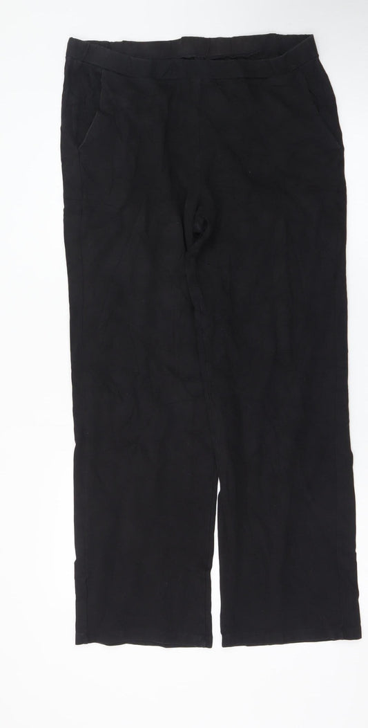 Saint + Sofia Black Linen Women's Trousers UK 16 Straight Leg