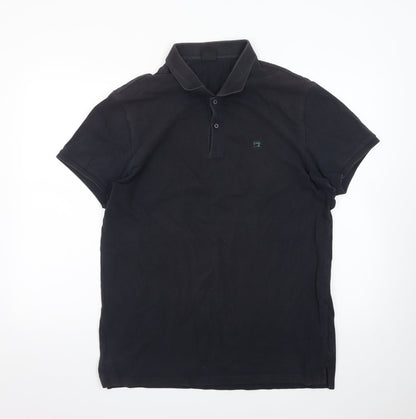 Scotch & Soda Men's Black Cotton Polo Shirt XL Regular Fit