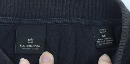 Scotch & Soda Men's Black Cotton Polo Shirt XL Regular Fit