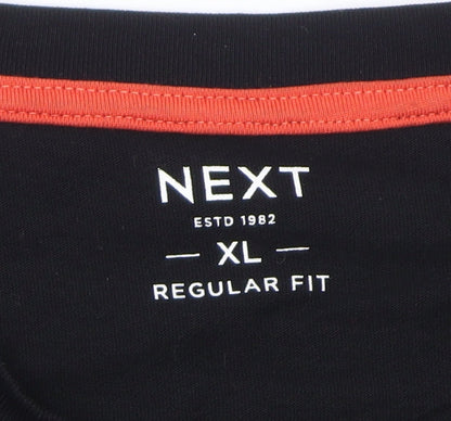 Next Men's Black XL Regular Fit Graphic Print Cotton T-Shirt