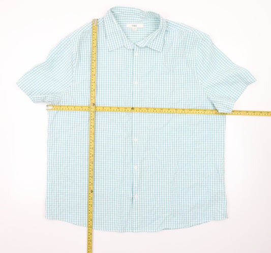 Marks and Spencer Men's Blue Check Short Sleeve Dress Shirt 2XL