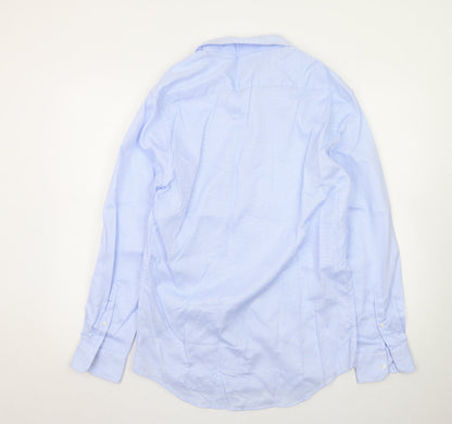 Marks and Spencer Men's Blue Tailored Fit 15.5in Pure Cotton Formal Shirt