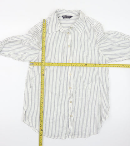 Marks and Spencer Women’s White Striped Button-Up Shirt Size 8
