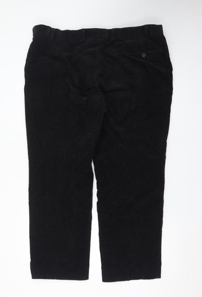 Marks and Spencer Womens Black Corduroy Straight Trousers Size 42in Waist