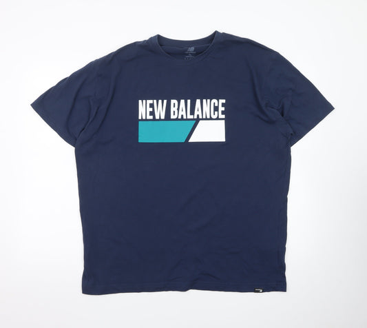 New Balance Men's Navy Blue XL Graphic Cotton Crew Neck T-Shirt